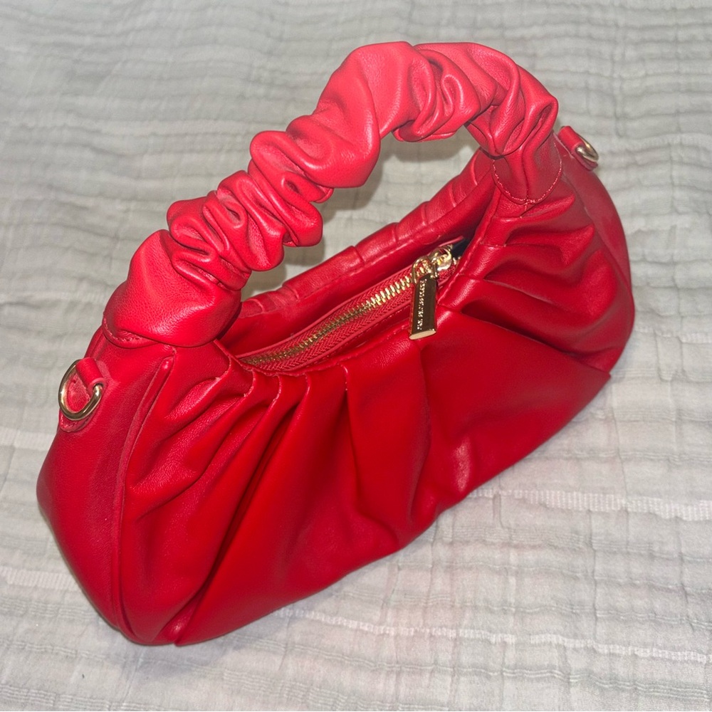 Red Ruched Handle Bag - Picture 2 of 3